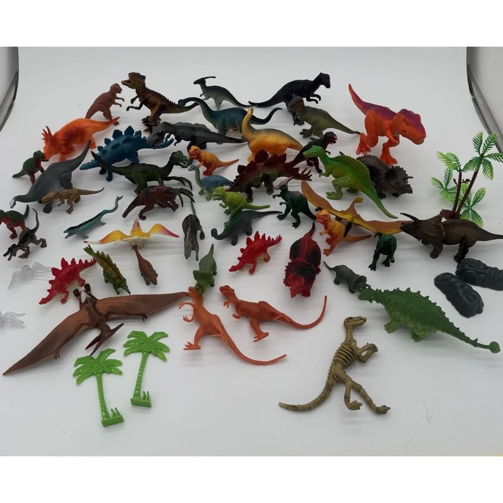 50+ Pc Dinosaur Toy Lot 48 Dinos‎ 5 Accessories Mixed Brands Vintage